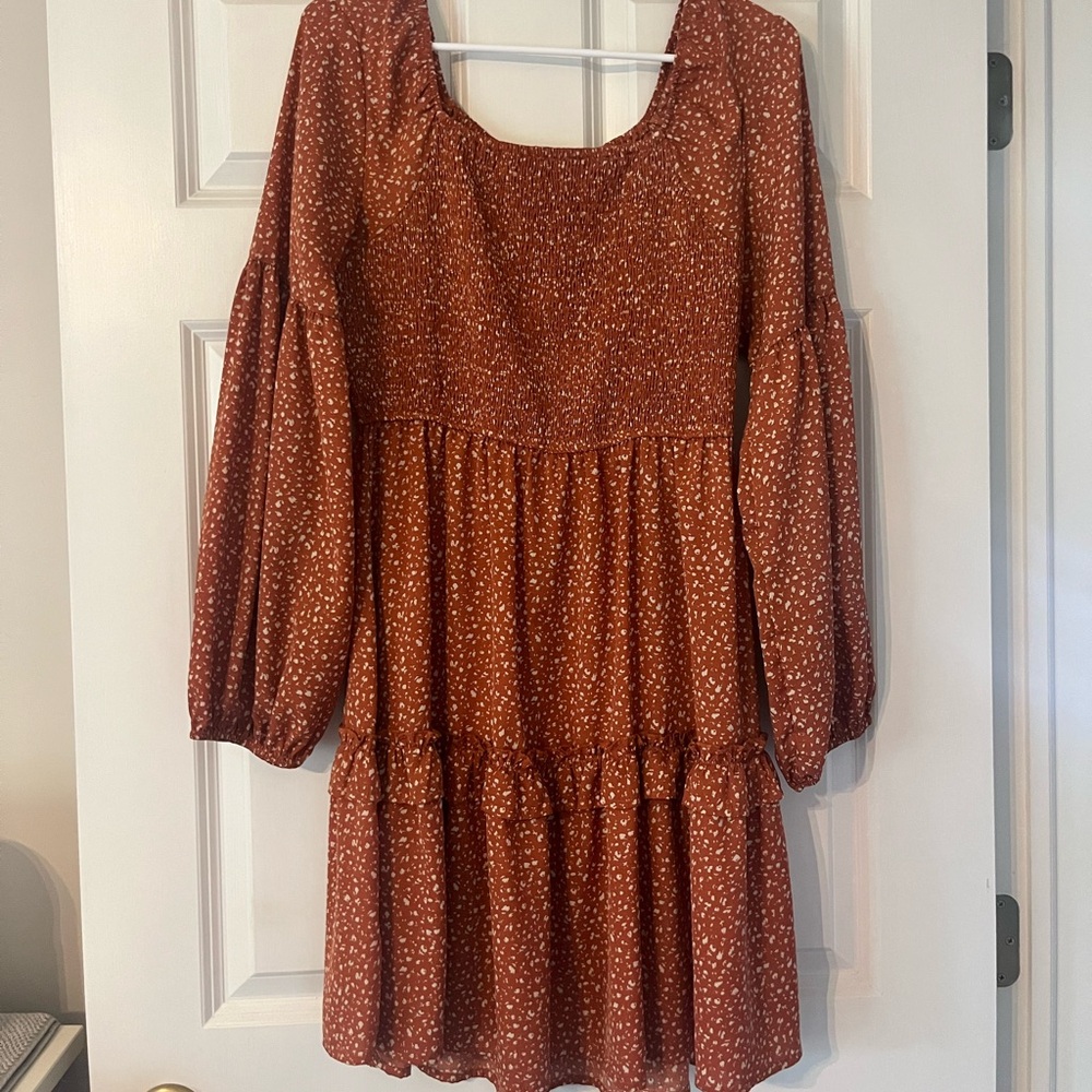 Hayden Terracotta Long Sleeve Dress